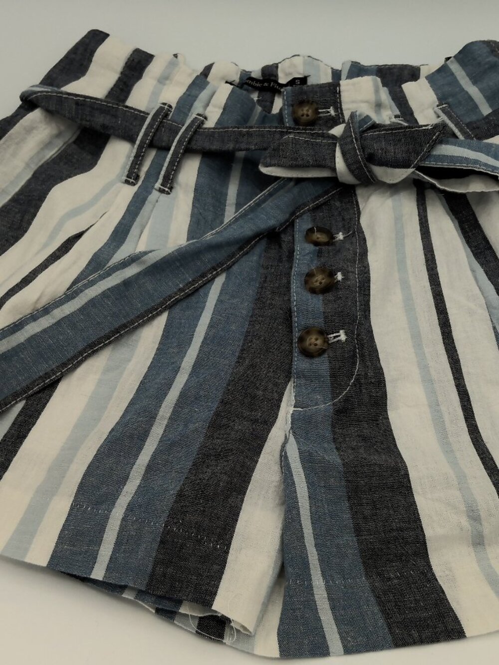 Abercrombie & Fitch belted paperbag waist striped shorts NWT S